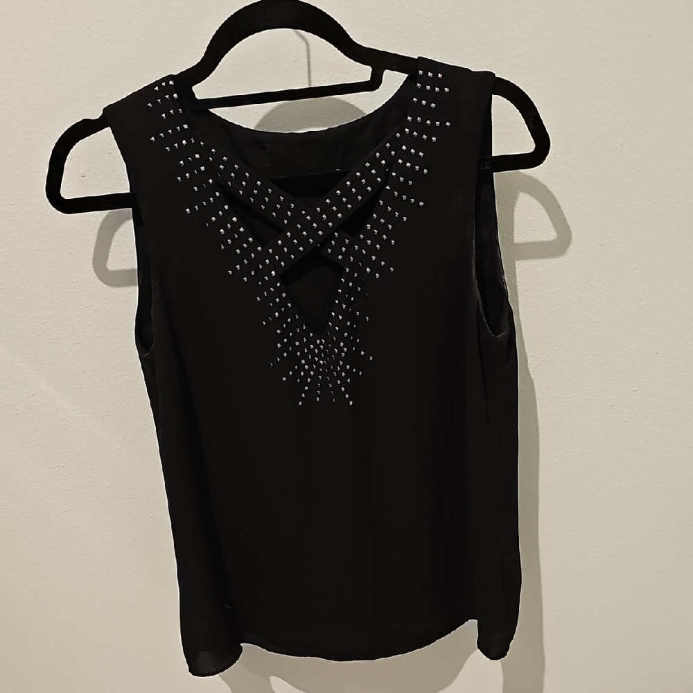 BCBGMaxAzria Black Studded Blouse